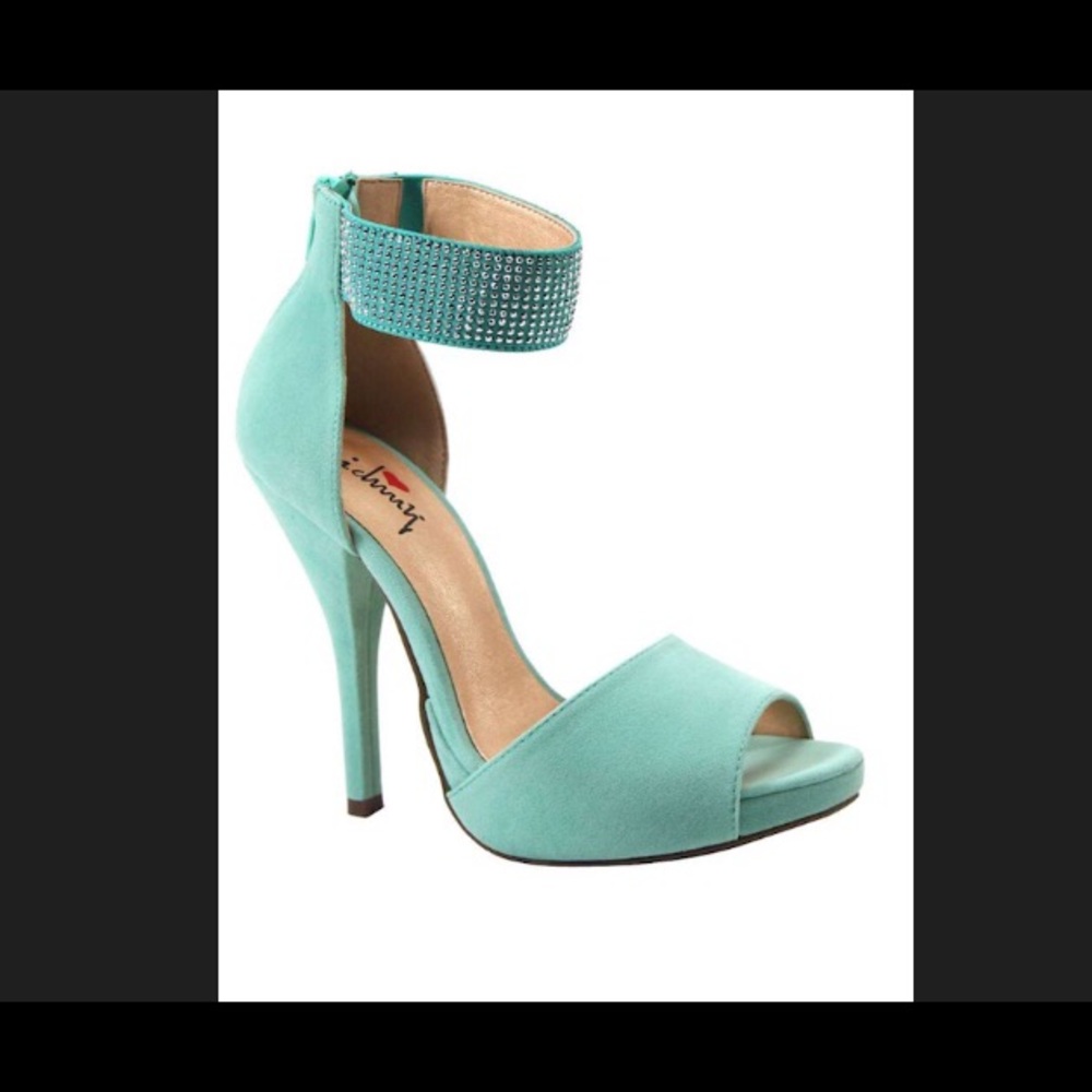 Luichiny mint green crystal strap pump sz 11